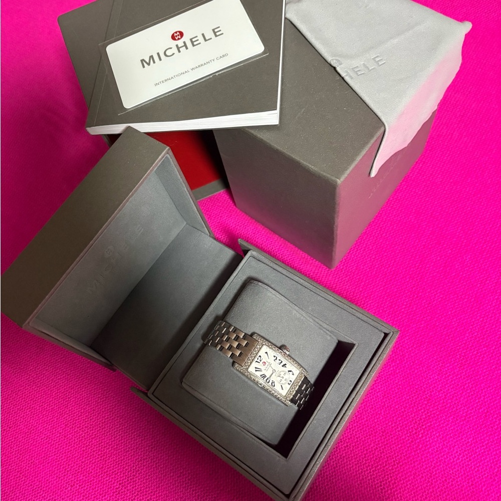 Michele Urban Silver Diamond-Accented Watch. Exceptionally priced. - Picture 8 of 11